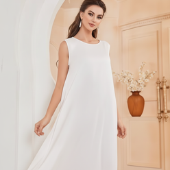 Portrait of Noor Al-Thani, a Middle Eastern woman, wearing an elegant AMIRA two-piece abaya set, with a warm and serene expre
